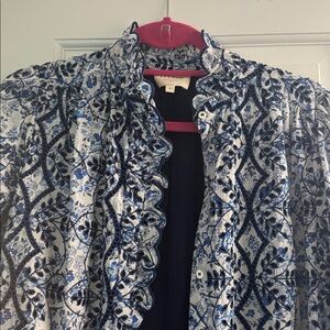 Sezane Floral Blue and White Blouse